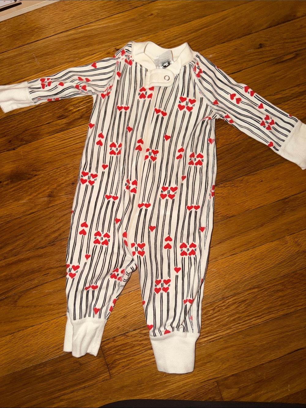 Hanna Andersson White One-Piece with Red Heart Print
